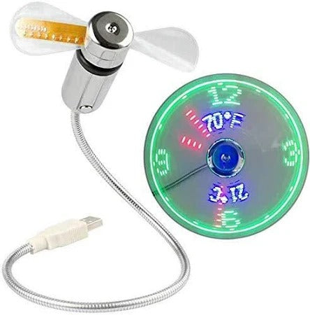 BREIS New USB Clock Fan with Real Time Clock and Temperature Display Function,Silver,1 Year Warranty