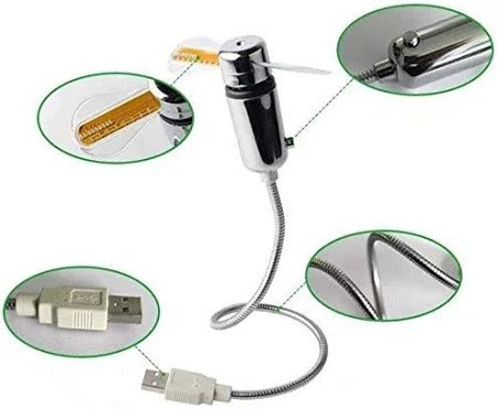 BREIS New USB Clock Fan with Real Time Clock and Temperature Display Function,Silver,1 Year Warranty