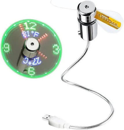 BREIS New USB Clock Fan with Real Time Clock and Temperature Display Function,Silver,1 Year Warranty